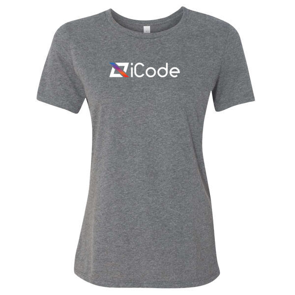 iCODE Printed Full Chest logo - Women’s Relaxed Fit Heather CVC Tee Thumbnail
