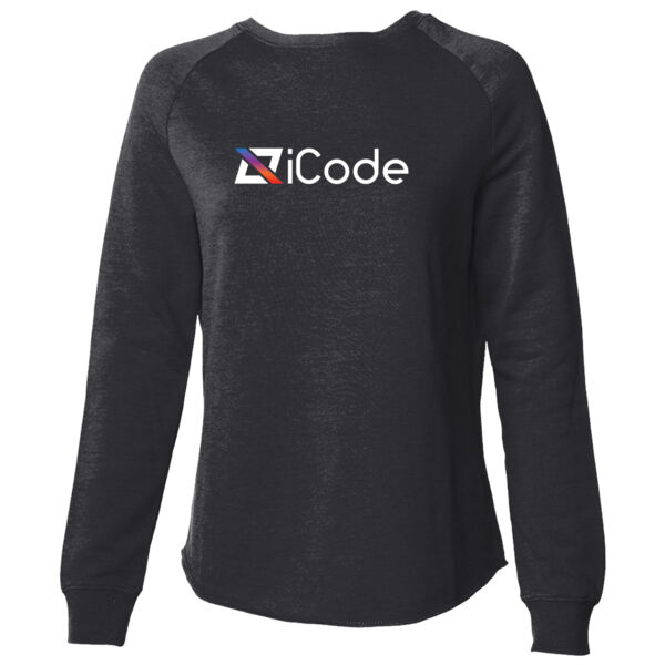 iCODE Printed Full Chest logo - Women's California Wave Wash Crewneck Sweatshirt Thumbnail
