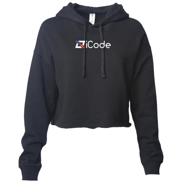 iCODE Printed Full Chest logo - Women’s Lightweight Crop Hooded Sweatshirt Thumbnail